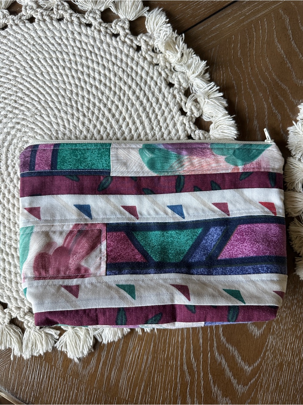 Patterned Zipper Pouch in Teal, Purple, Green, Maroon & all colors 1980’s-1990’s